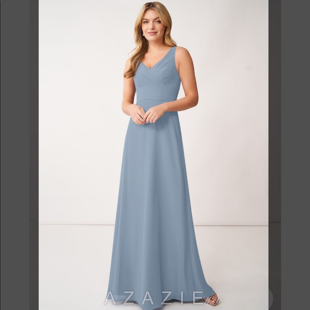 Dusty Blue Azazie Nala bridesmaid dress